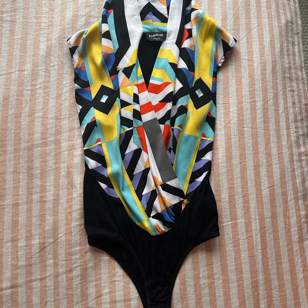 Bebe Colorful Geometric Print Bodysuit